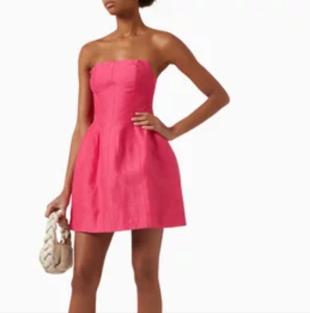 AJE Strapless Pink Mini Linen Dress NWOT Sz US 4 - Picture 5 of 9